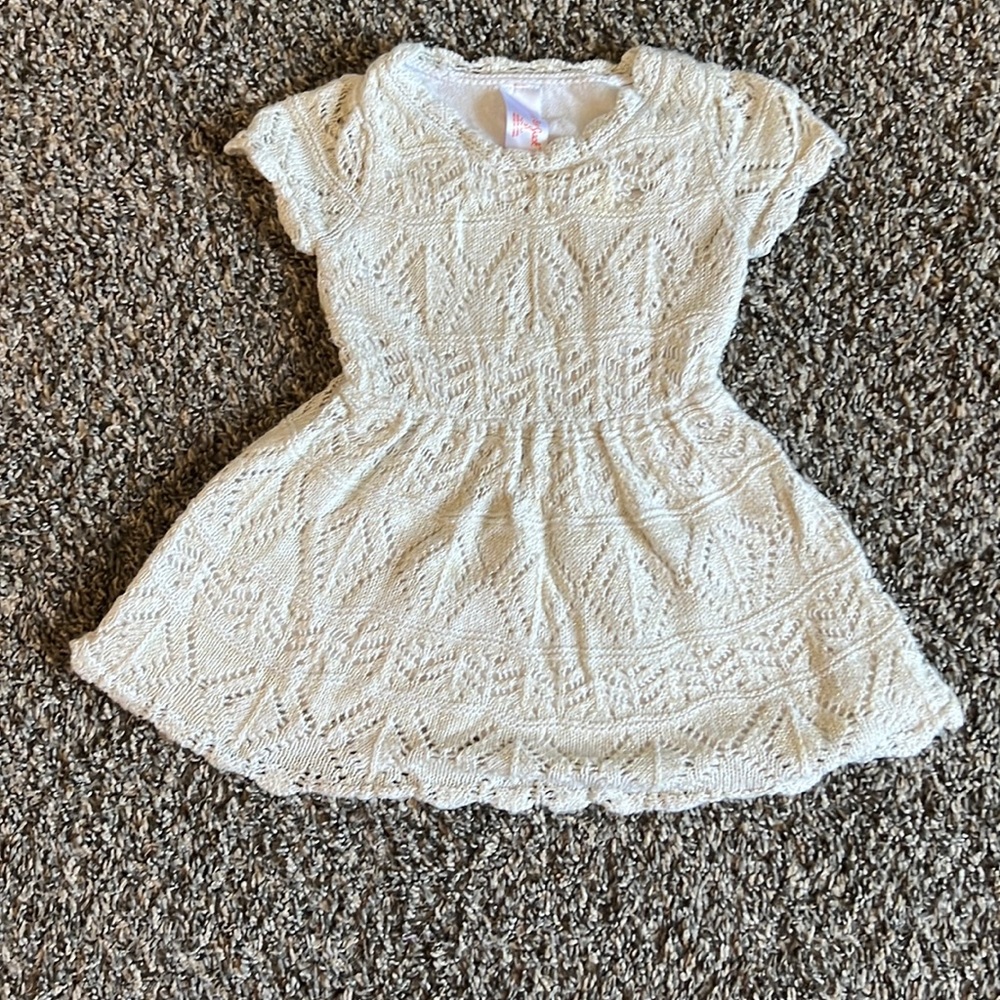 Crochet cream sweater dress